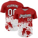 Personalized Red White-Black 3D Pattern Design Abstract Splash Grunge Art Authentic Baseball Jersey Team Custom Name and Number