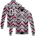 Personalized Red White-Black 3D Pattern Design Bomber Full-Snap Varsity Letterman Jacket Team Custom Name and Number