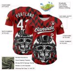 Personalized Red White-Black 3D Pattern Design Football Skull Helmet Authentic Baseball Jersey Team Custom Name and Number