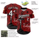Personalized Red White-Black 3D Pattern Design Religion Cross Jesus Christ Good Friday Authentic Baseball Jersey Team Custom Name and Number