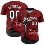 Personalized Red White-Black 3D Pattern Design Religion Cross Jesus Christ Good Friday Authentic Baseball Jersey Team Custom Name and Number