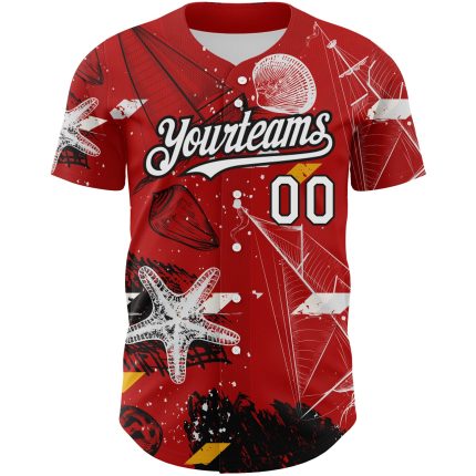Personalized Red White-Black 3D Pattern Design Sailing Boats Authentic Baseball Jersey Team Custom Name and Number