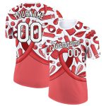 Personalized Red White-Black 3D Pattern Design World AIDS Day Performance T-Shirt Team Custom Name and Number