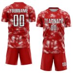 Personalized Red White-Black Abstract Grunge Art Sublimation Soccer Uniform Jersey Team Custom Name and Number