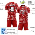 Personalized Red White-Black Abstract Grunge Art Sublimation Soccer Uniform Jersey Team Custom Name and Number