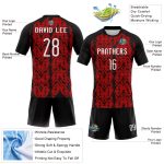 Custom red, white and black volleyball jersey, side view