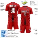 Personalized Red White-Black Arrow Shapes Sublimation Soccer Uniform Jersey Team Custom Name and Number