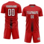 Personalized Red White-Black Arrow Shapes Sublimation Soccer Uniform Jersey Team Custom Name and Number