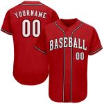 Personalized Red White-Black Authentic Baseball Jersey