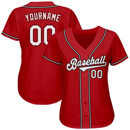Personalized Red White-Black Authentic Baseball Jersey Team Custom Name and Number