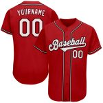 Personalized Red White-Black Authentic Baseball Jersey Team Custom Name and Number