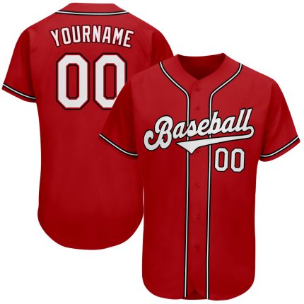 Personalized Red White-Black Authentic Baseball Jersey Team Custom Name and Number