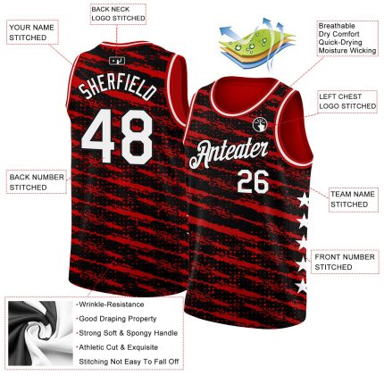 Personalized Red White-Black Authentic City Edition Basketball Jersey Team Custom Name and Number