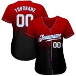 Personalized Red White-Black Authentic Fade Fashion Baseball Jersey Team Custom Name and Number