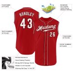 Personalized Red White-Black Authentic Sleeveless Baseball Jersey Team Custom Name and Number