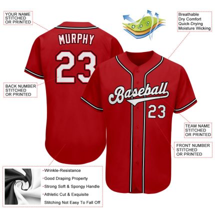 Personalized Red White-Black Authentic Softball Jersey