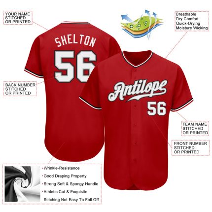 Personalized Red White-Black Authentic Softball Jersey Team Custom Name and Number