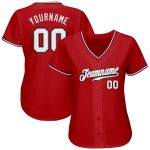 Personalized Red White-Black Authentic Softball Jersey Team Custom Name and Number