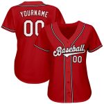 Personalized Red White-Black Authentic Softball Jersey