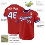 Personalized Red White-Black Authentic Throwback Baseball Jersey Team Custom Name and Number