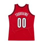 Personalized Red White-Black Authentic Throwback Basketball Jersey