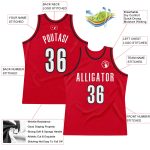 Personalized Red White-Black Authentic Throwback Basketball Jersey