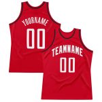 Personalized Red White-Black Authentic Throwback Basketball Jersey Team Custom Name and Number