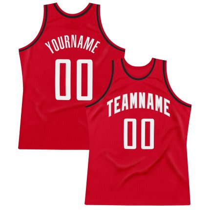 Personalized Red White-Black Authentic Throwback Basketball Jersey Team Custom Name and Number