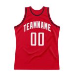 Personalized Red White-Black Authentic Throwback Basketball Jersey Team Custom Name and Number