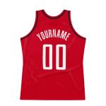Personalized Red White-Black Authentic Throwback Basketball Jersey Team Custom Name and Number