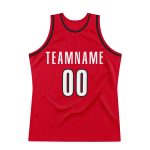 Personalized Red White-Black Authentic Throwback Basketball Jersey