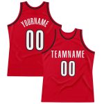 Personalized Red White-Black Authentic Throwback Basketball Jersey