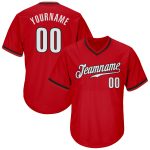Personalized Red White-Black Authentic Throwback Rib-Knit Baseball Jersey Shirt