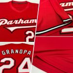 Personalized Red White-Black Authentic Throwback Rib-Knit Baseball Jersey Shirt Team Custom Name and Number
