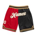 Personalized Red White-Black Authentic Throwback Split Fashion Basketball Shorts