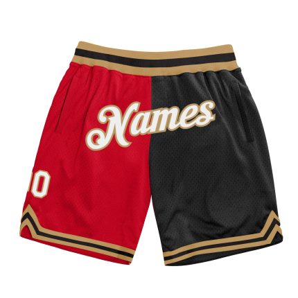 Personalized Red White-Black Authentic Throwback Split Fashion Basketball Shorts