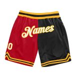 Personalized Red White-Black Authentic Throwback Split Fashion Basketball Shorts Team Custom Name and Number