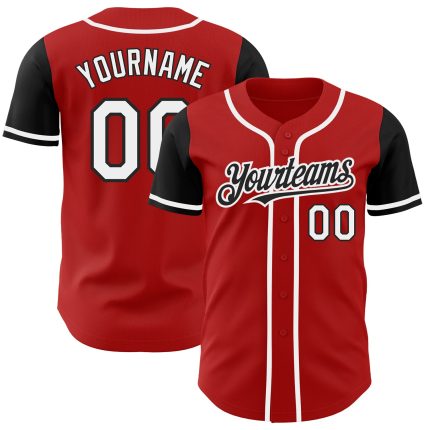 Personalized Red White-Black Authentic Two Tone Baseball Jersey