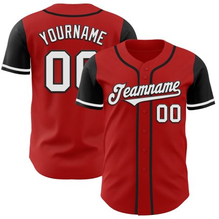 Personalized Red White-Black Authentic Two Tone Baseball Jersey Team Custom Name and Number
