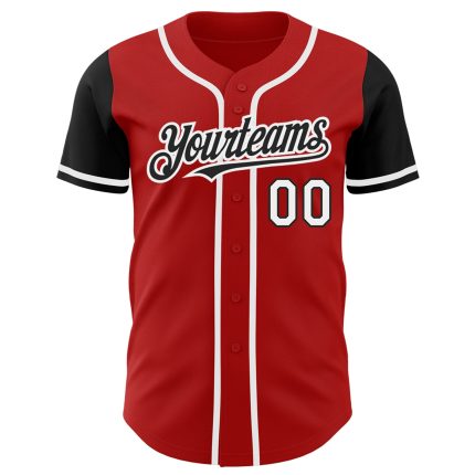 Personalized Red White-Black Authentic Two Tone Baseball Jersey
