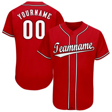 Personalized Red White-Black Baseball Jersey Team Custom Name and Number 4968