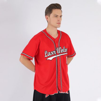 Personalized Red White-Black Baseball Jersey Team Custom Name and Number 4968
