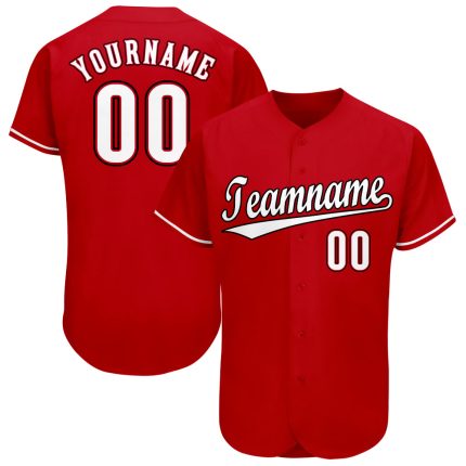 Personalized Red White-Black Baseball Jersey Team Custom Name and Number
