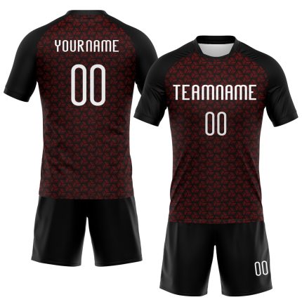 Personalized Red White-Black Geometric Shape Sublimation Volleyball Uniform Jersey