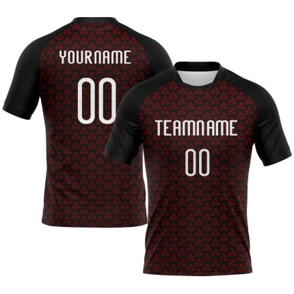 Personalized Red White-Black Geometric Shape Sublimation Volleyball Uniform Jersey