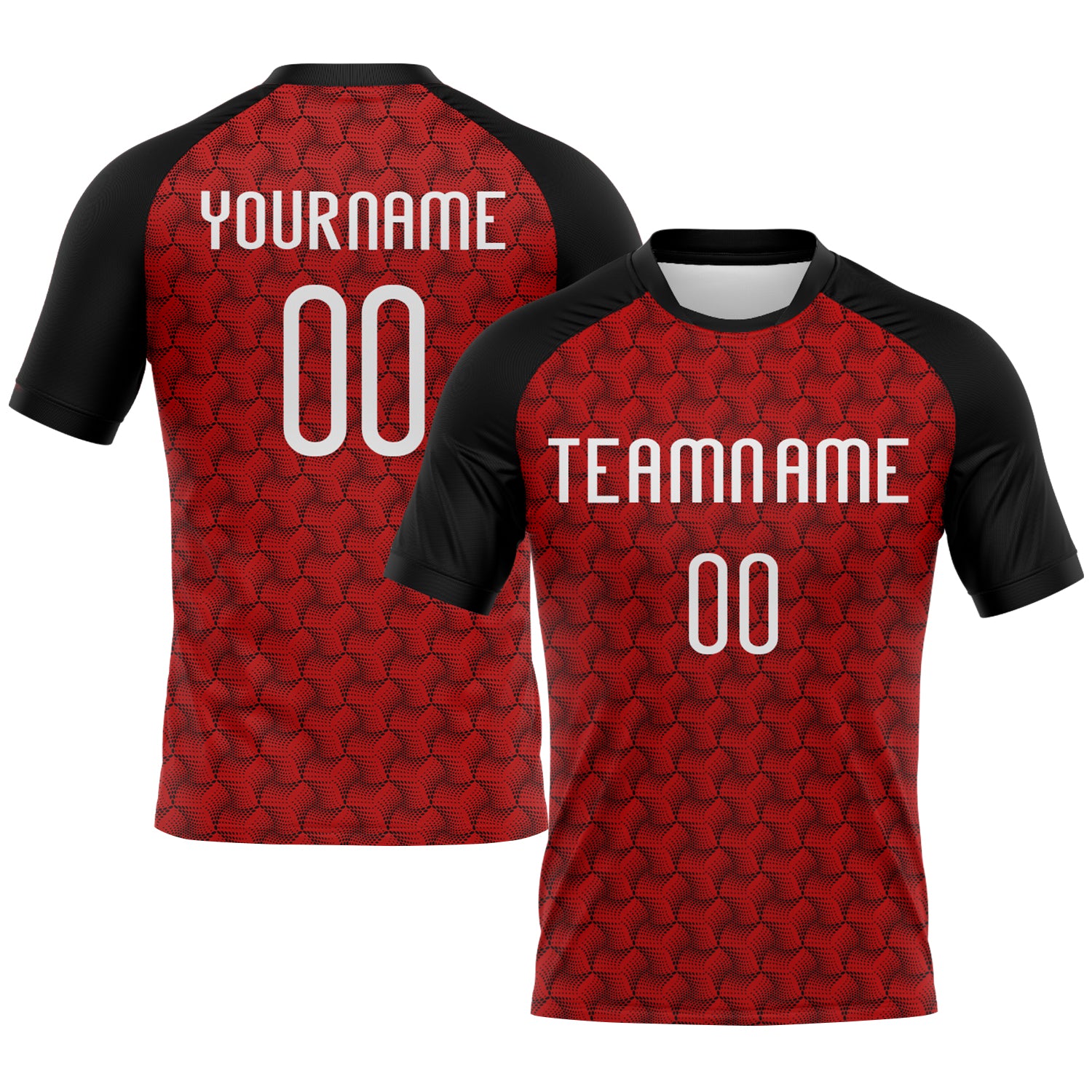 Personalized Red White-Black Geometric Shape Sublimation Volleyball Uniform Jersey Team Custom Name and Number