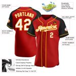 Personalized Red White Black-Gold Authentic Raglan Sleeves Baseball Jersey Team Custom Name and Number
