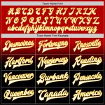 Personalized Red White Black-Gold Bomber Full-Snap Varsity Letterman Fade Fashion Jacket Team Custom Name and Number