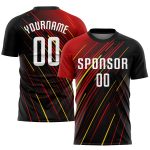 Personalized Red White Black-Gold Sublimation Soccer Uniform Jersey Team Custom Name and Number