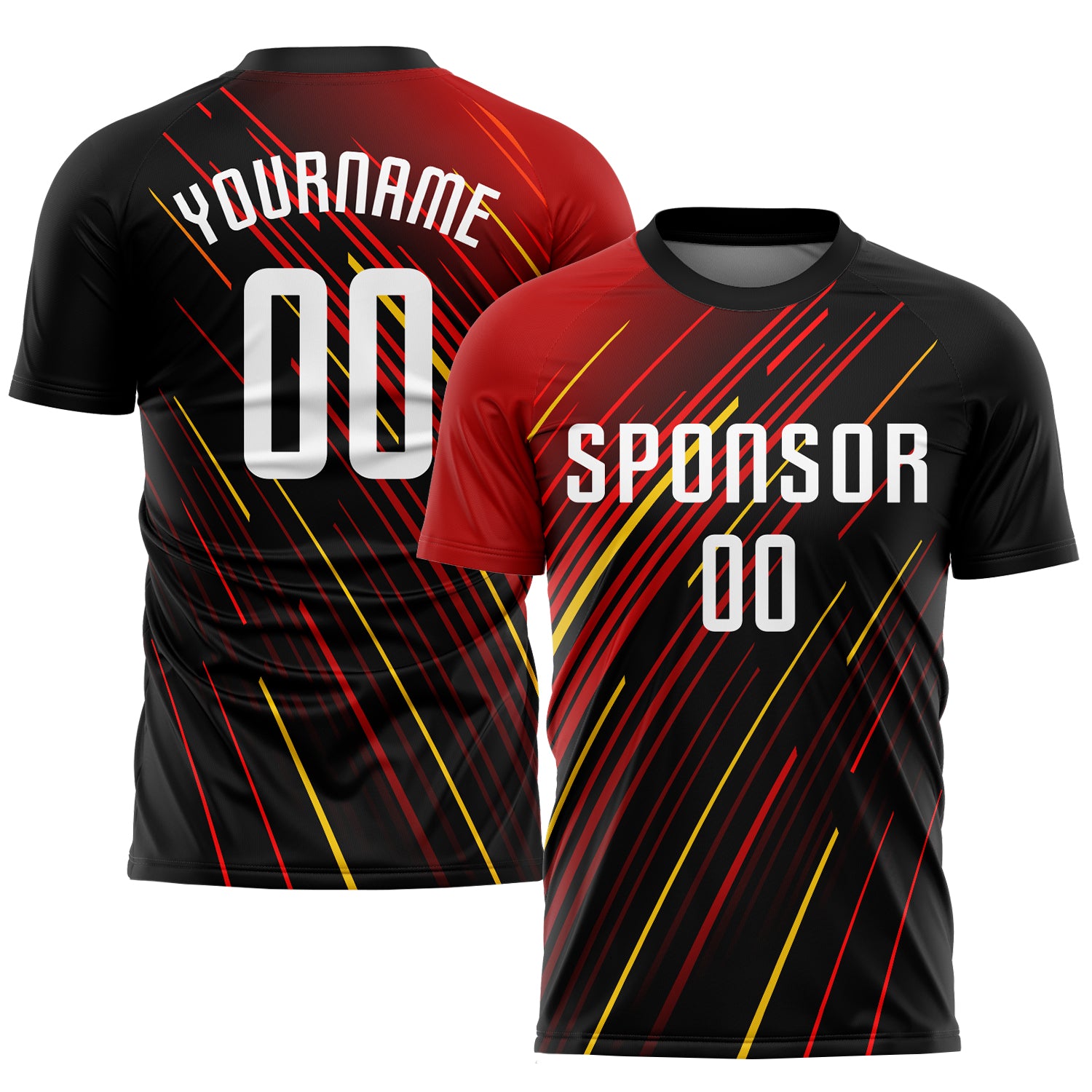 Personalized Red White Black-Gold Sublimation Soccer Uniform Jersey Team Custom Name and Number